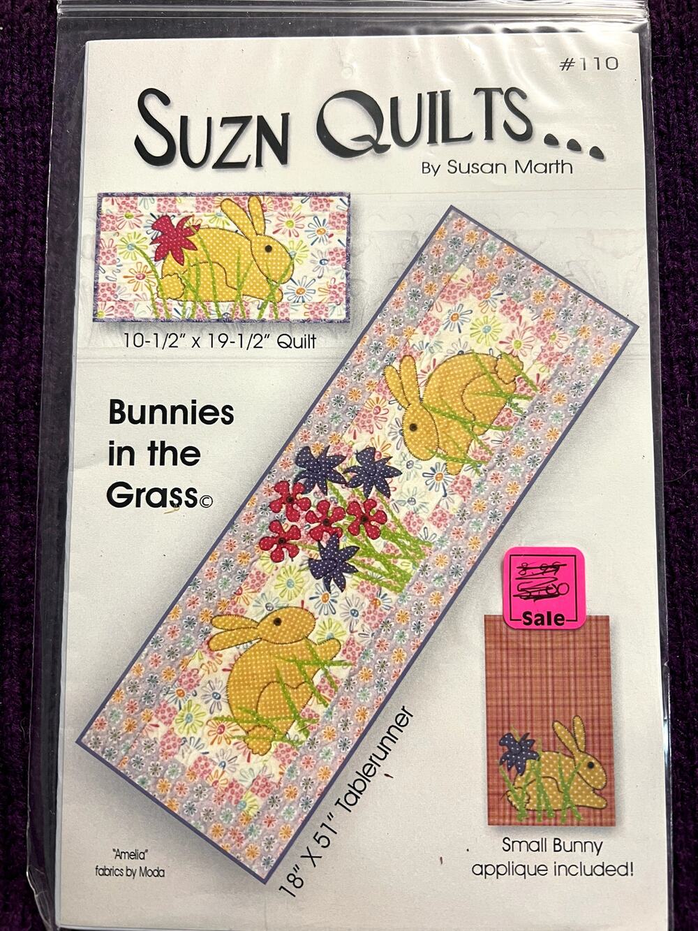 Quilt Sewing pattern table runner mini quilt bunnies in the grass spring easter